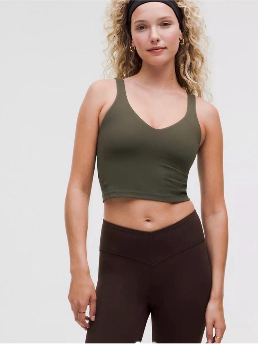 lululemon athletica Olive V‑Neck Seamless Crop Size 4